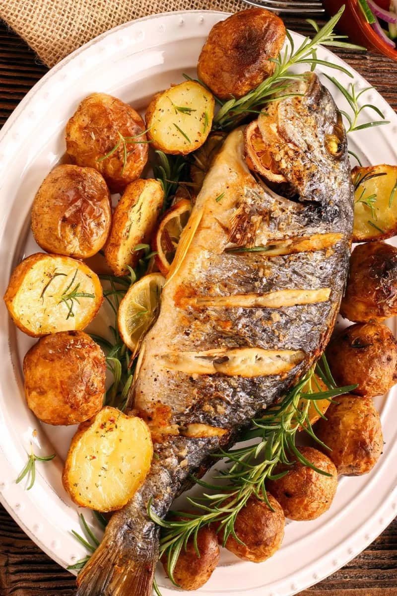Baked whole fish