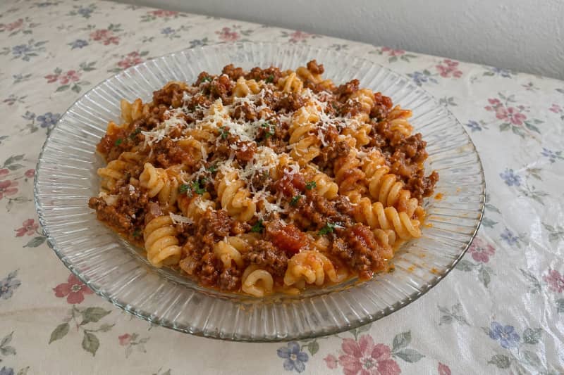 Pasta with mince sauce