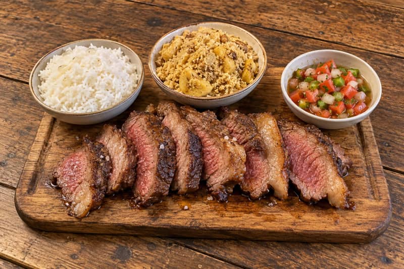 Picanha with farofa and vinagrete