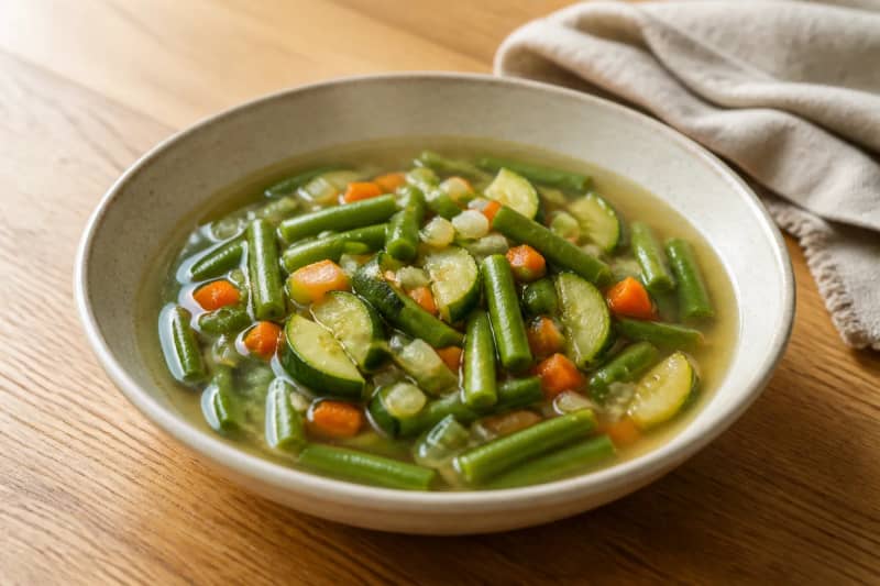 Green bean and courgette soup