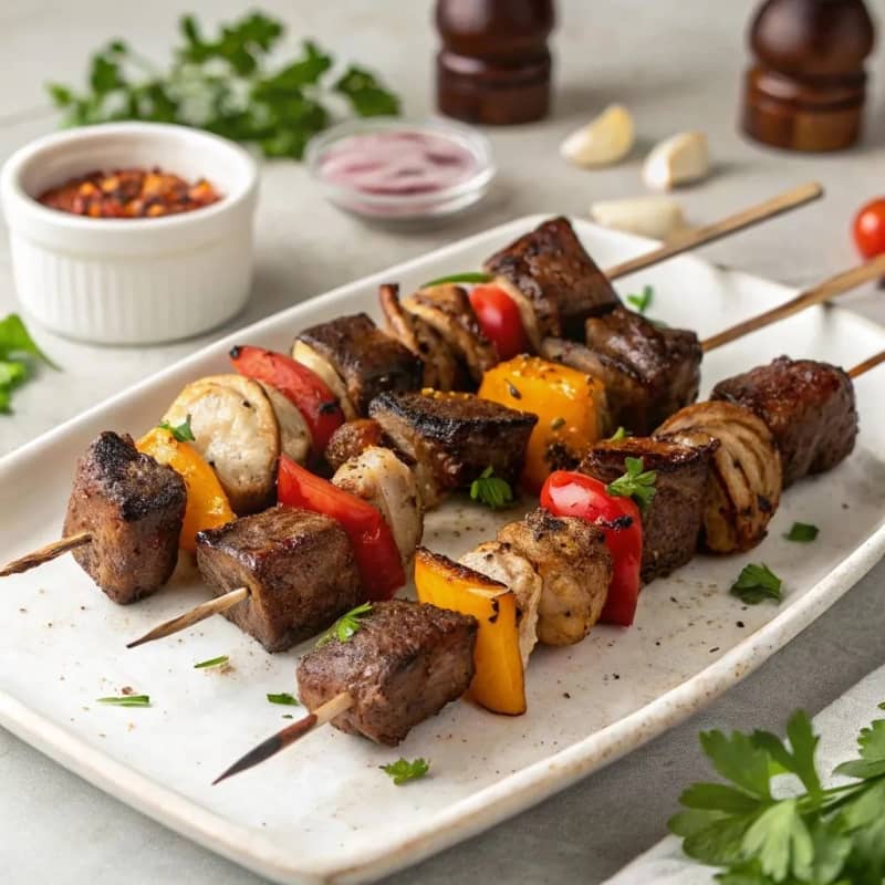 Grilled meat skewers