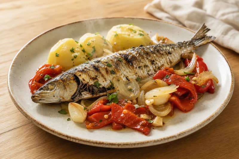 Grilled sardines with boiled potatoes