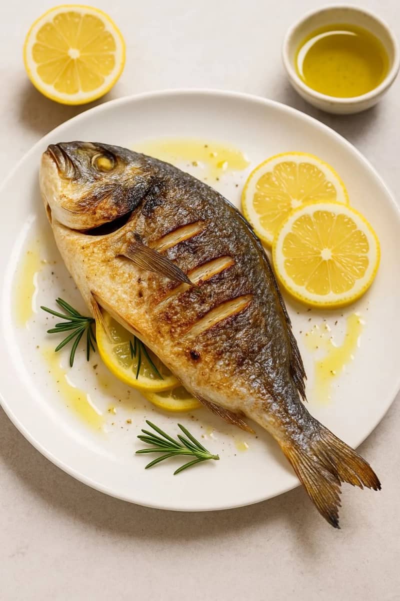 Grilled sea bream with tomato and coriander salsa