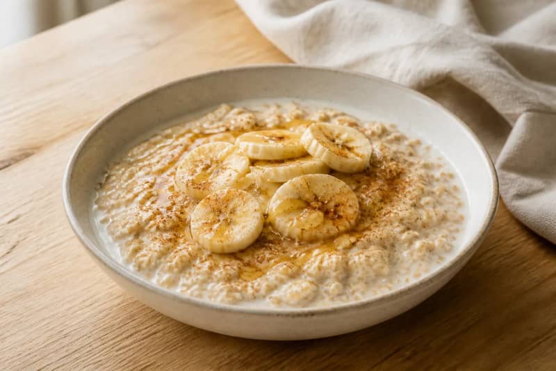 Oat porridge with banana and cinnamon