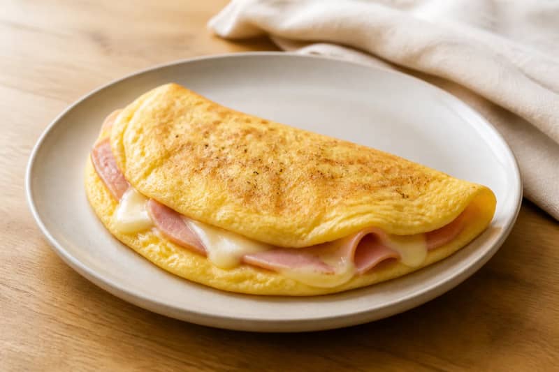 Omelette with cheese and ham