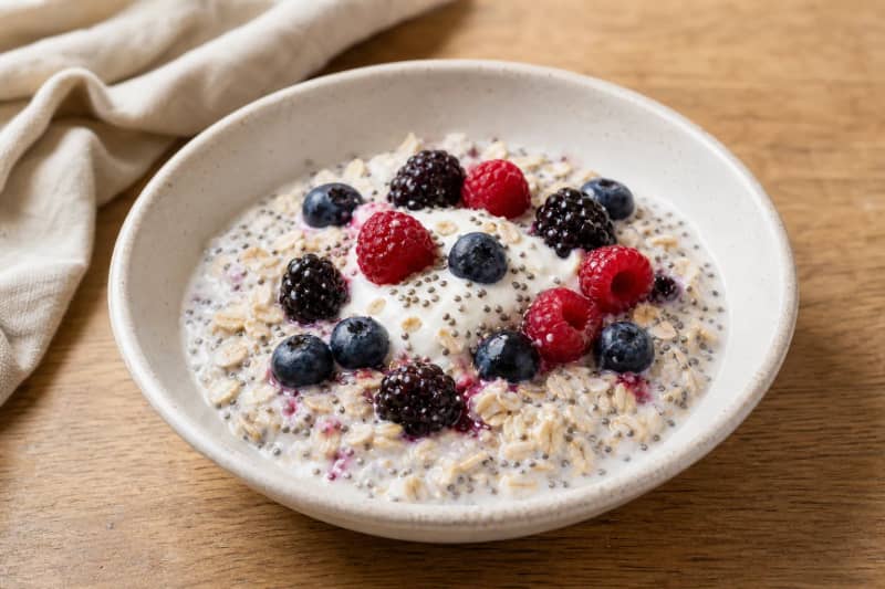 Overnight oats with mixed berries