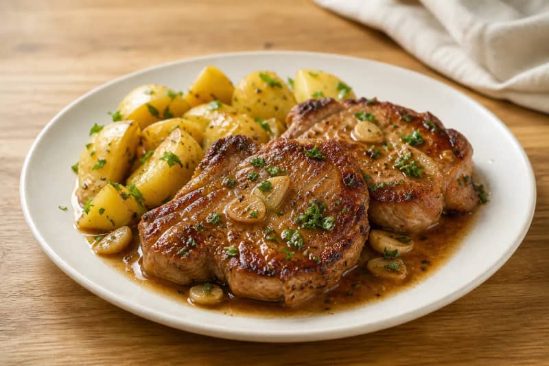 Pan-fried pork chops