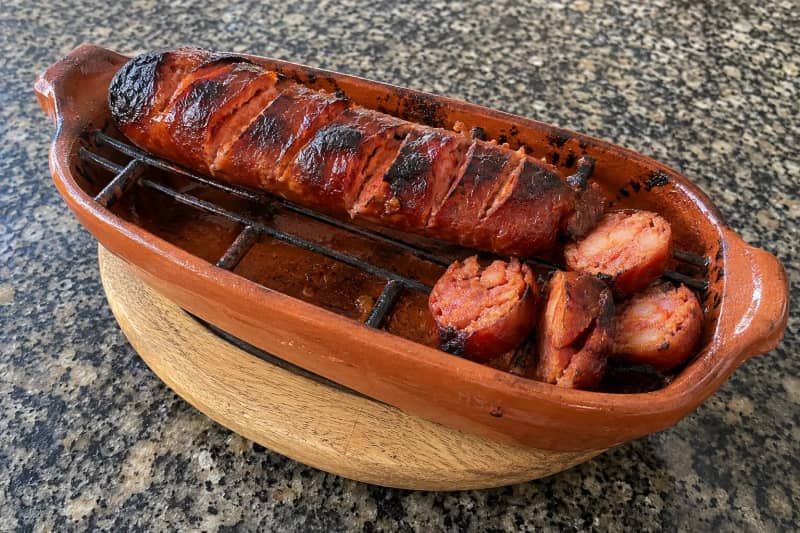 Flame-grilled chouriço