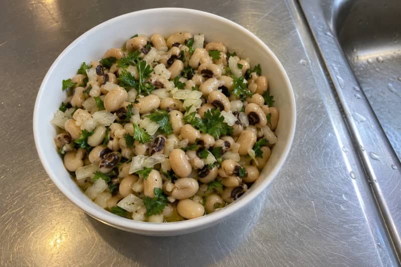 Black-eyed pea salad with onion and parsley