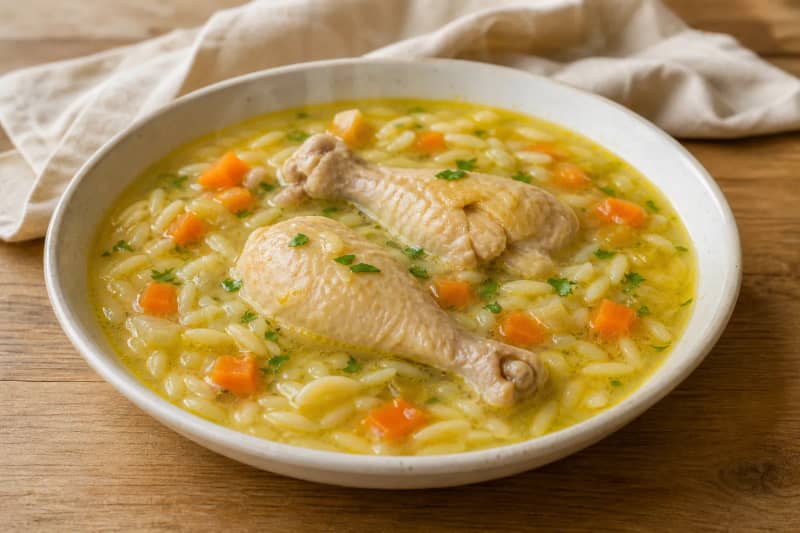 Canja de Galinha (traditional Portuguese chicken soup with small pasta)