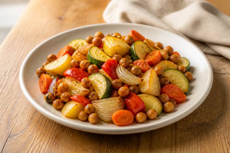 Roasted vegetables with chickpeas