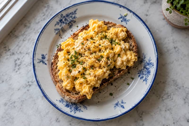 Scrambled eggs on toast