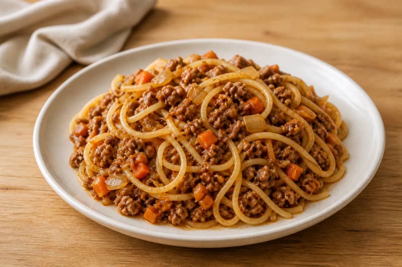 Spaghetti with minced meat