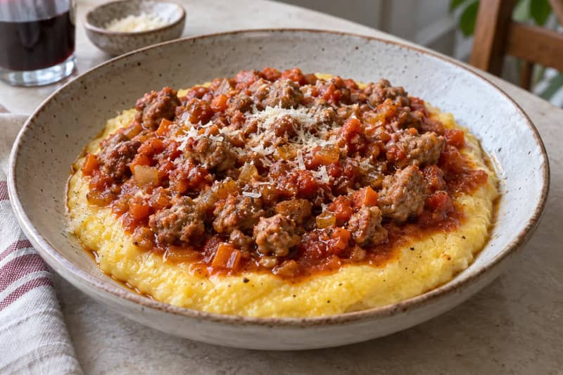 Polenta with Sausage Ragu