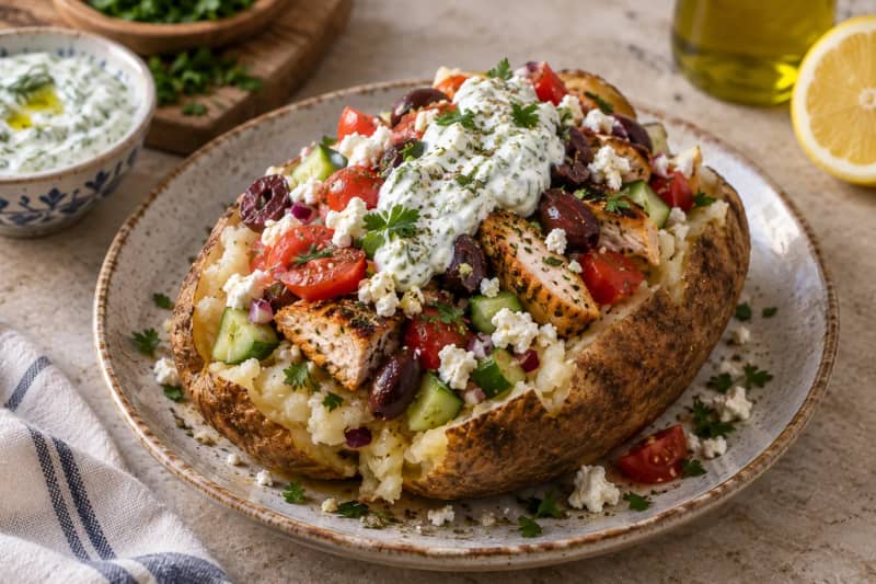 Greek Loaded Baked Potato