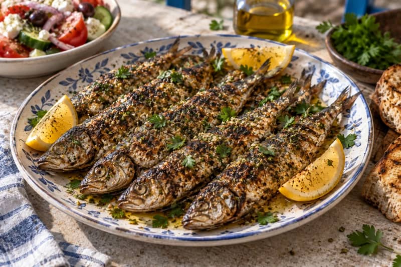Grilled Sardines Greek Herbs