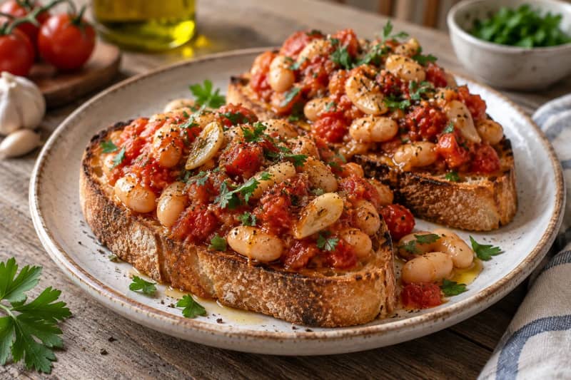 White Bean Tomato Garlic Toast