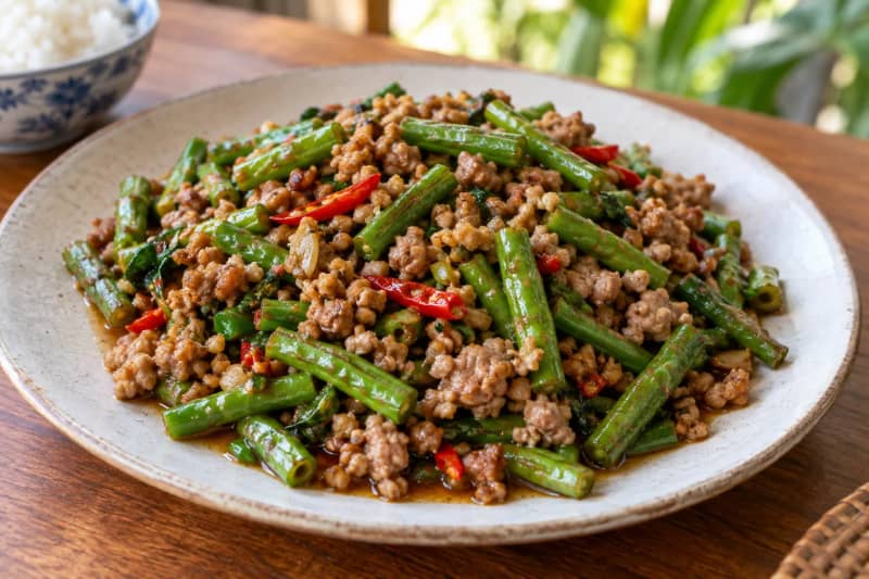 Thai Pork Mince Green Beans